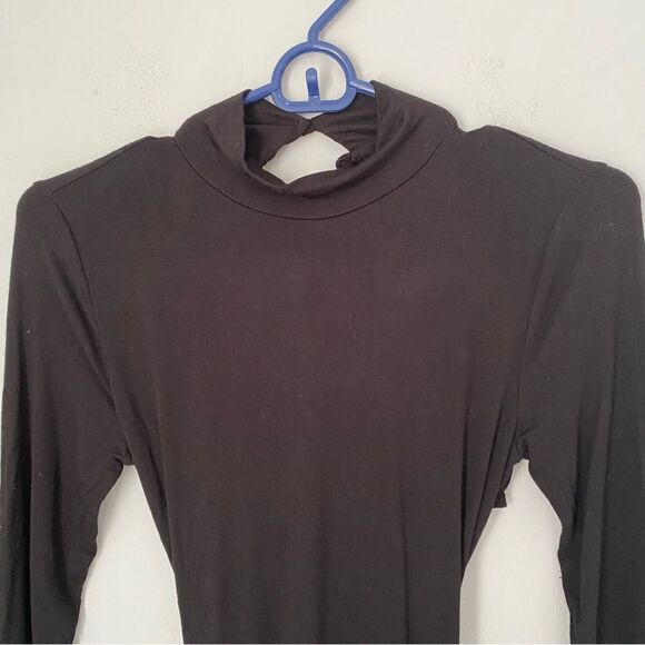 A’Gaci Women’s Long Sleeve Asymmetric Skirt Cut Out Back High Neck Dress - Picture 2 of 4